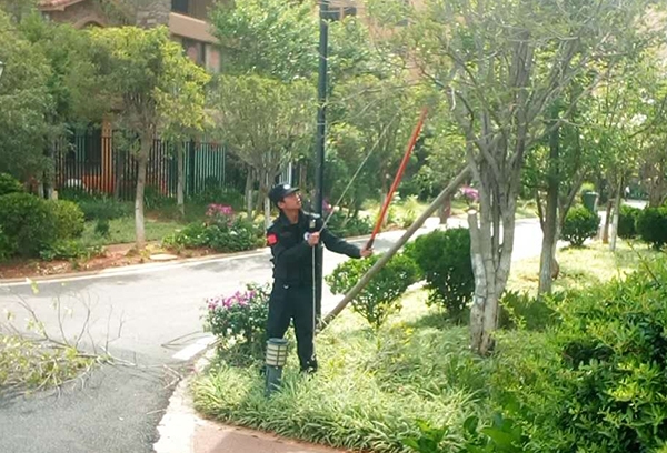 小區安全檢查中的保安